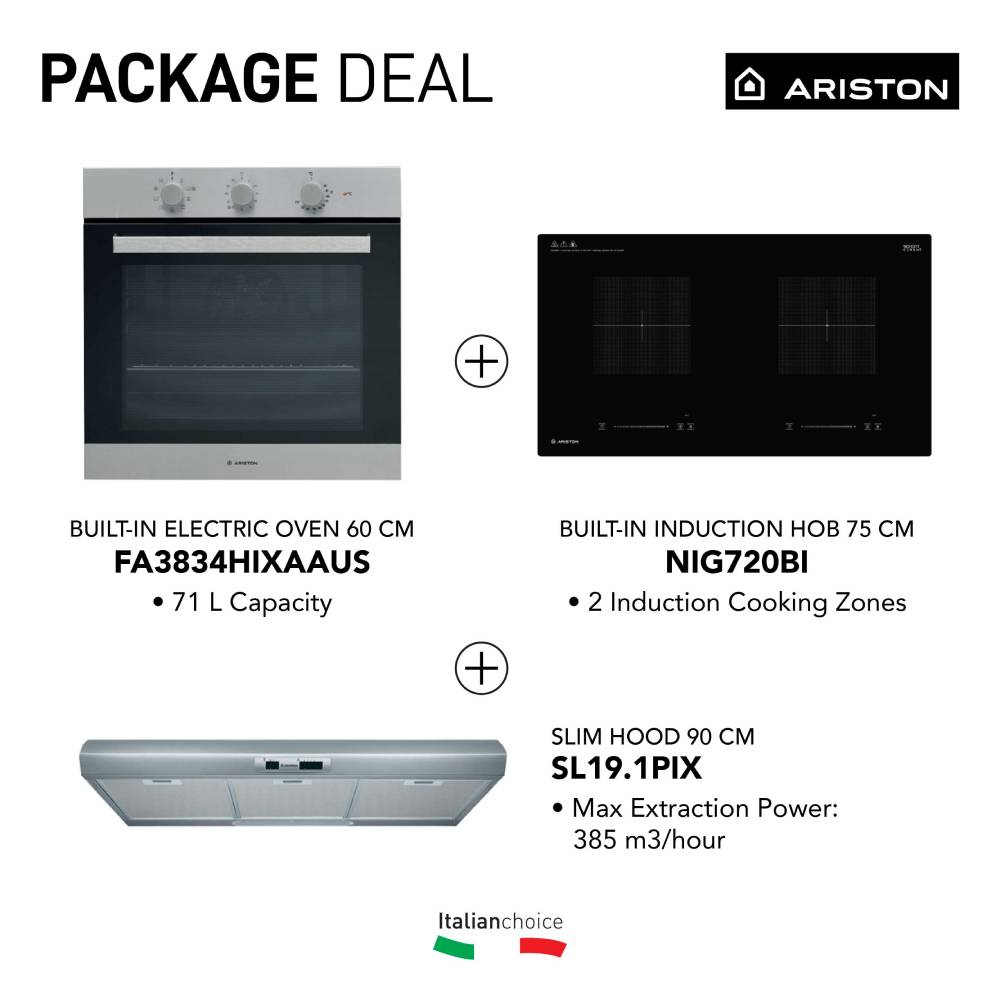 KitchenArt Package Deal Ariston Built In Electric Oven FA3834HIXAAUS